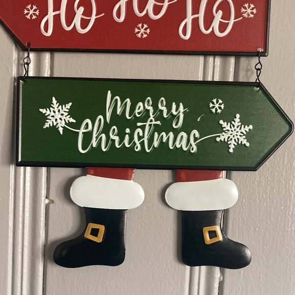 NWT- 18”- 2 Piece- Metal Santa Decoration Sign- Ho Ho Ho & Merry Christmas - Picture 6 of 11